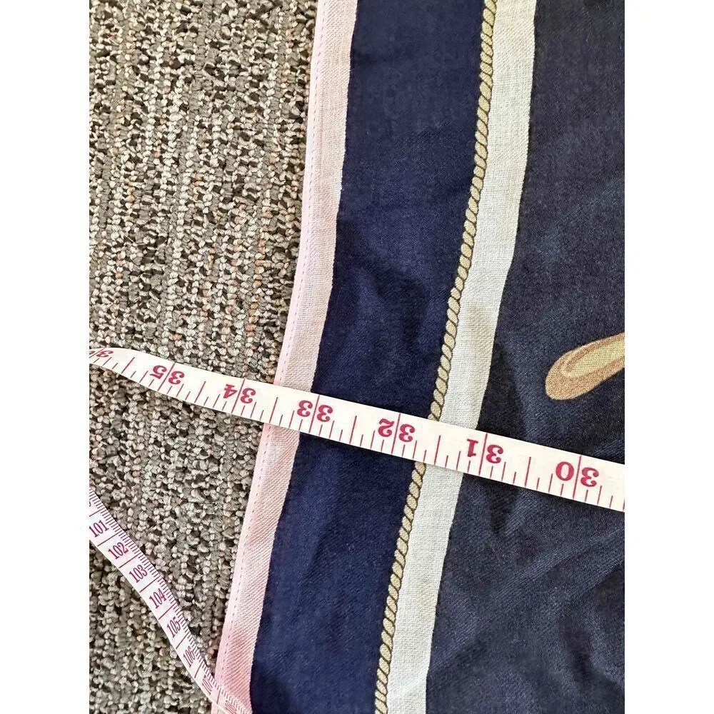 Talbots‎ Square Starboard Port Scarf Silk Indigo Blue Multi